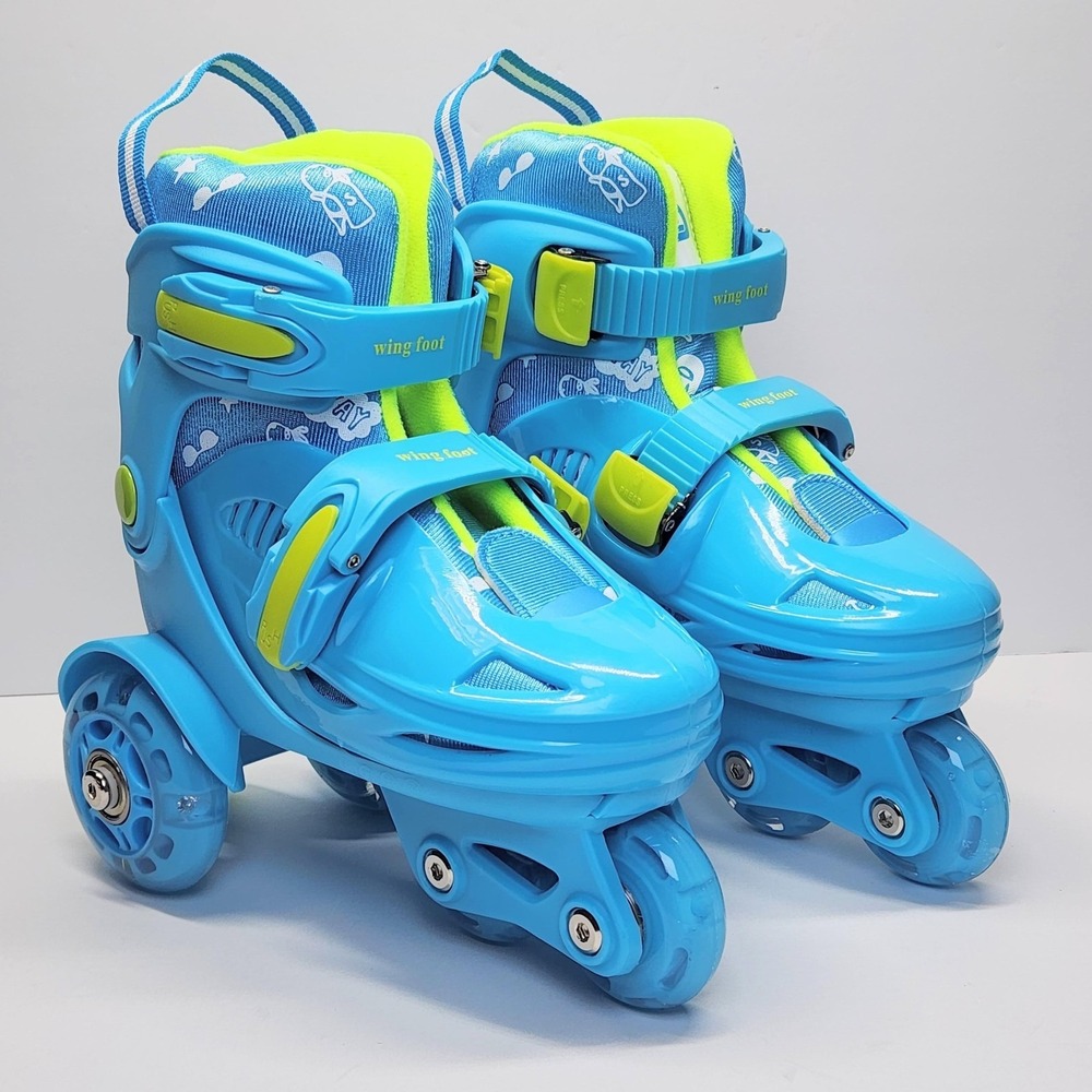 Wing Foot ESkate Youth Kids Adjustable Blue Inline Skates Roller Blades EU 31-34